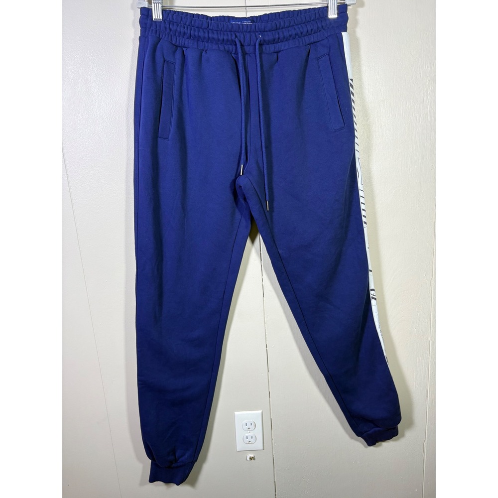 Budweiser Official Product Mens Blue Jogger Sweatpants Logo Tape Size M